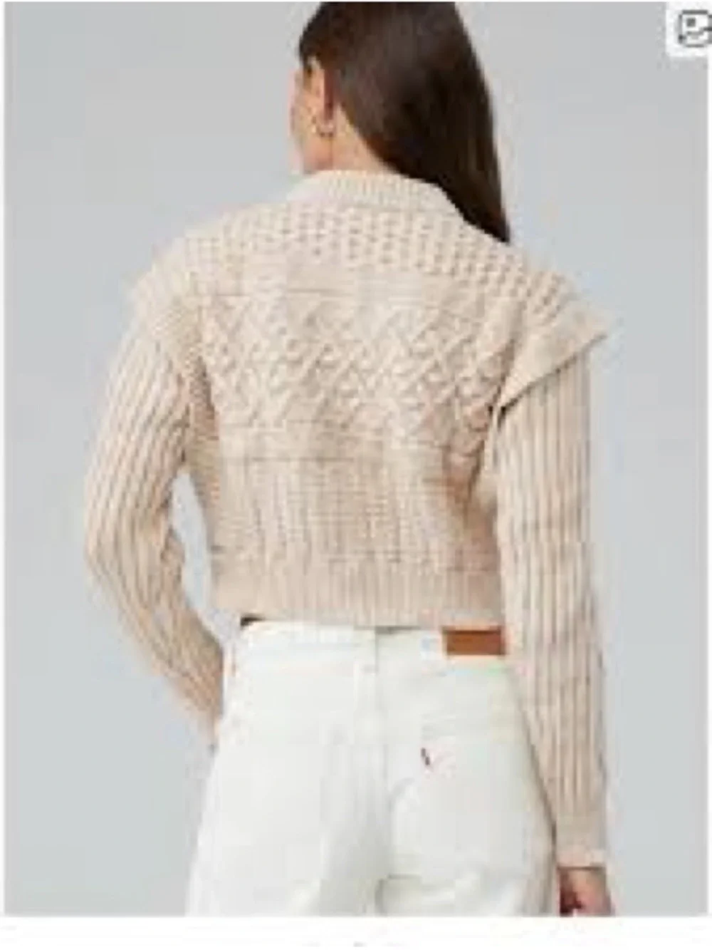 MINKPINK Cream Cable-Knit Cropped Turtleneck Sweater - Picture 2 of 5